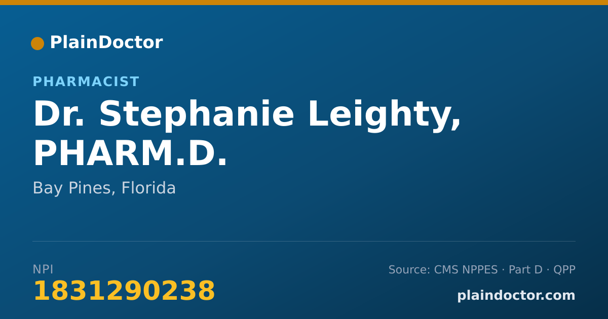 Shareable card for Stephanie Leighty, PHARM.D. - Pharmacist, Bay Pines, FL