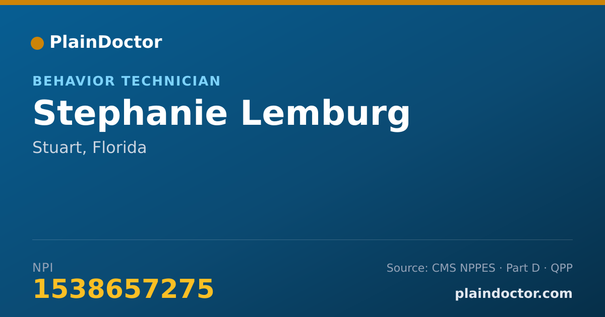 Shareable card for Stephanie Lemburg - Behavior Technician, Stuart, FL