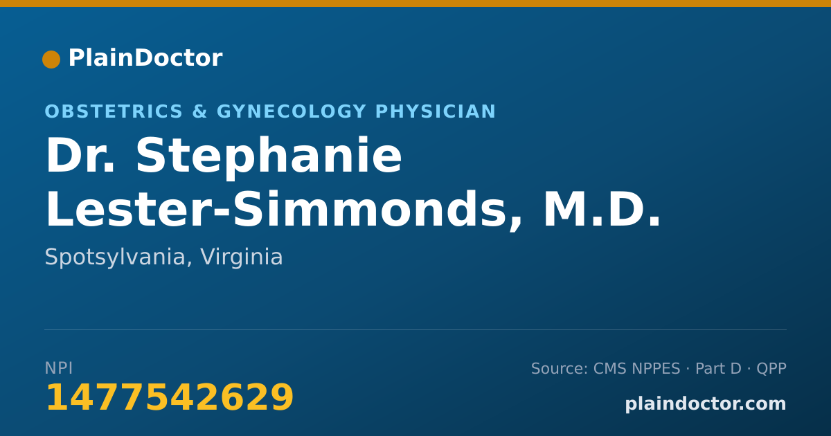 Shareable card for Stephanie Lester-Simmonds, M.D. - Obstetrics & Gynecology Physician, Spotsylvania, VA