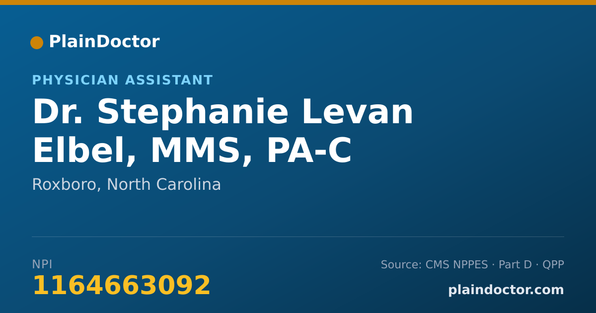 Shareable card for Stephanie Levan Elbel, MMS, PA-C - Physician Assistant, Roxboro, NC
