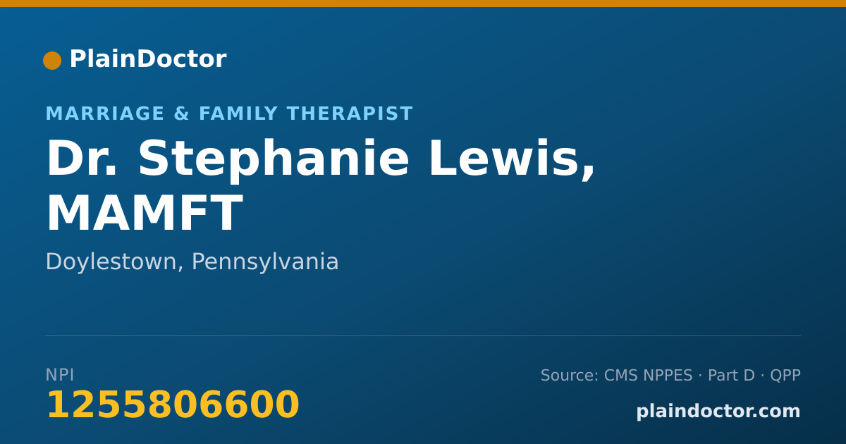 Shareable card for Stephanie Lewis, MAMFT - Marriage & Family Therapist, Doylestown, PA
