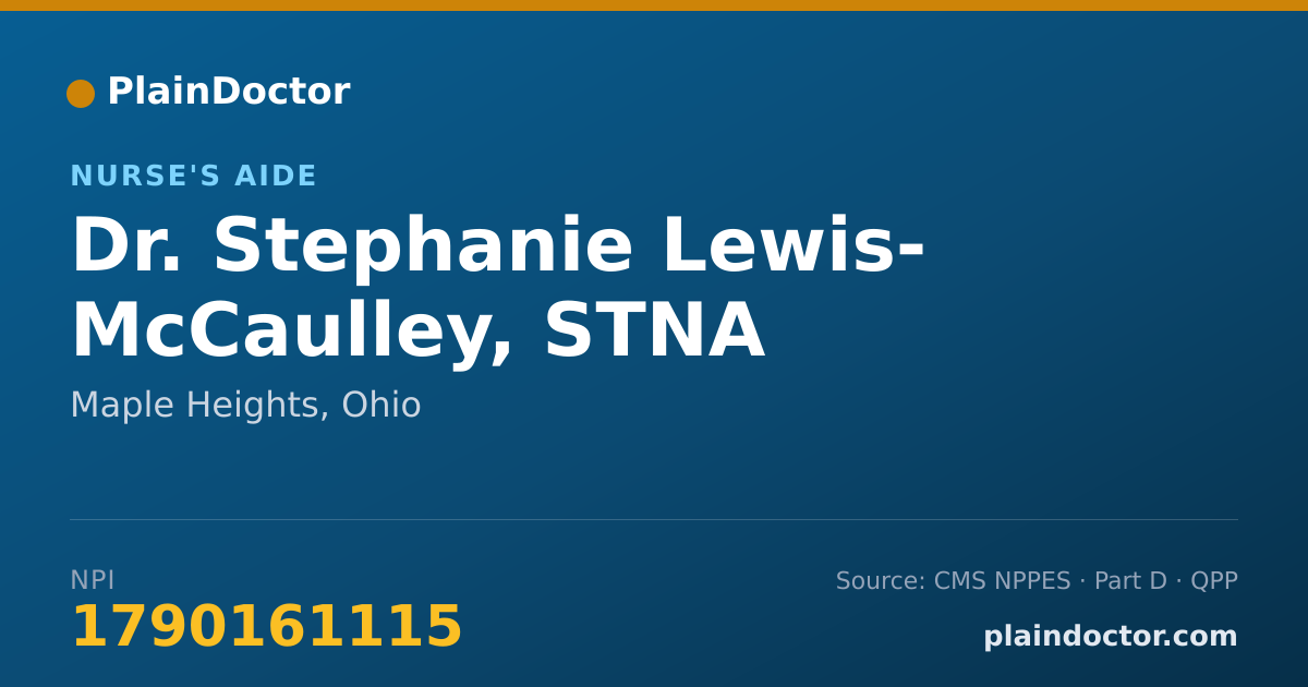 Shareable card for Stephanie Lewis- McCaulley, STNA - Nurse's Aide, Maple Heights, OH