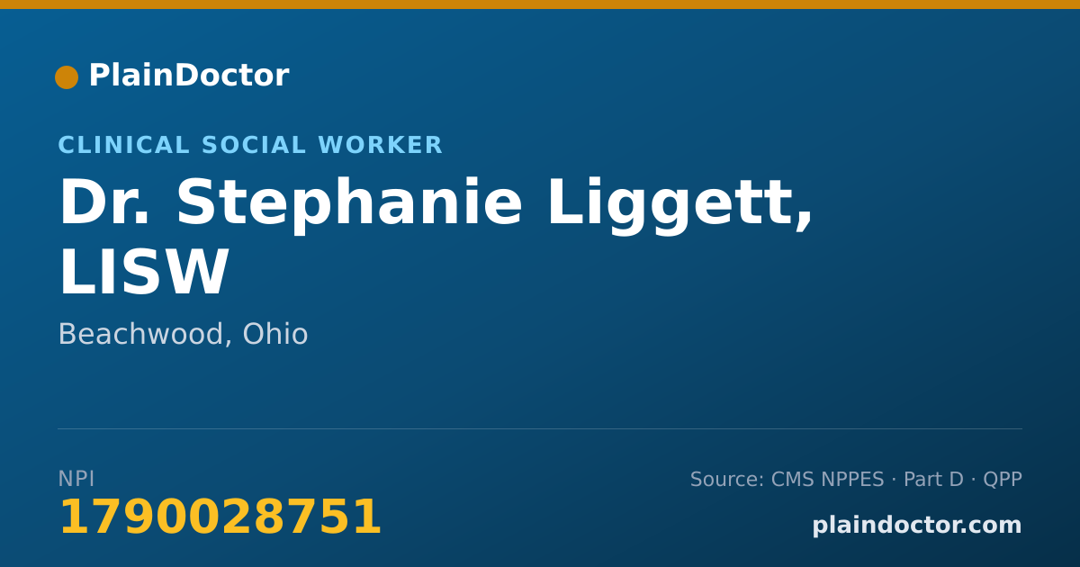 Shareable card for Stephanie Liggett, LISW - Clinical Social Worker, Beachwood, OH