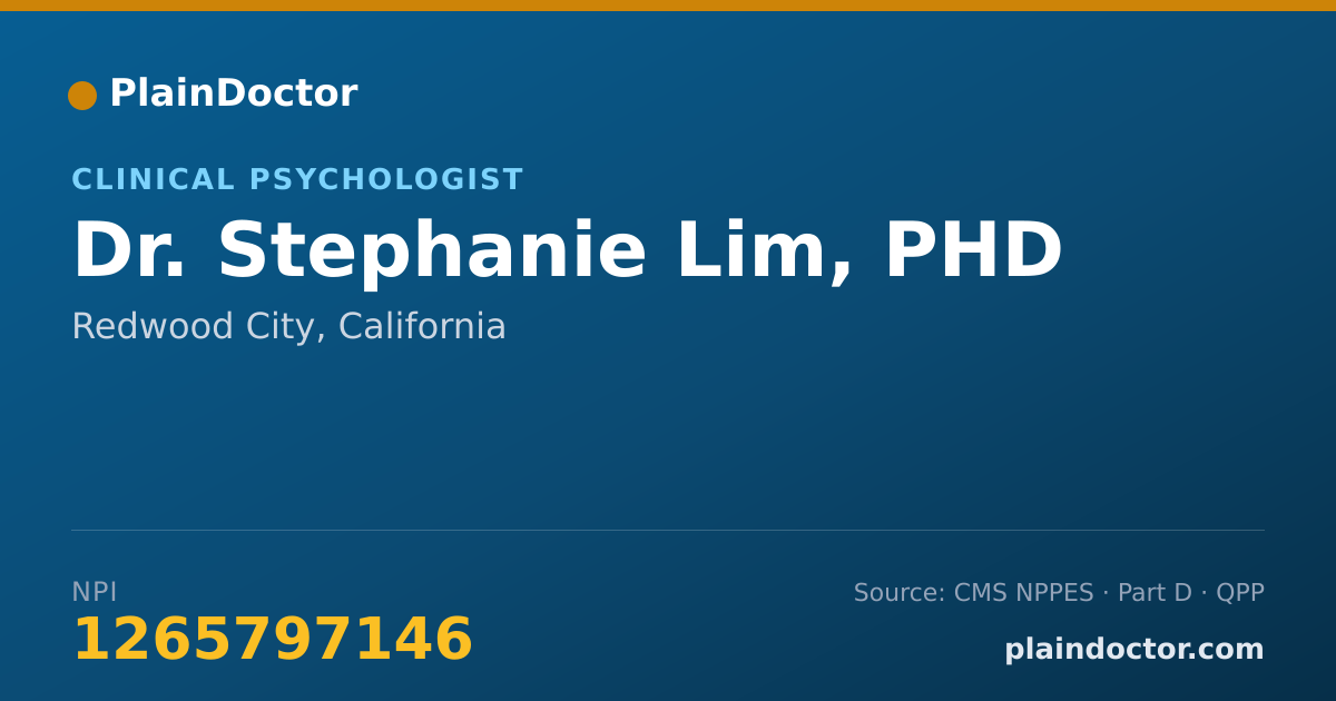Shareable card for Stephanie Lim, PHD - Clinical Psychologist, Redwood City, CA