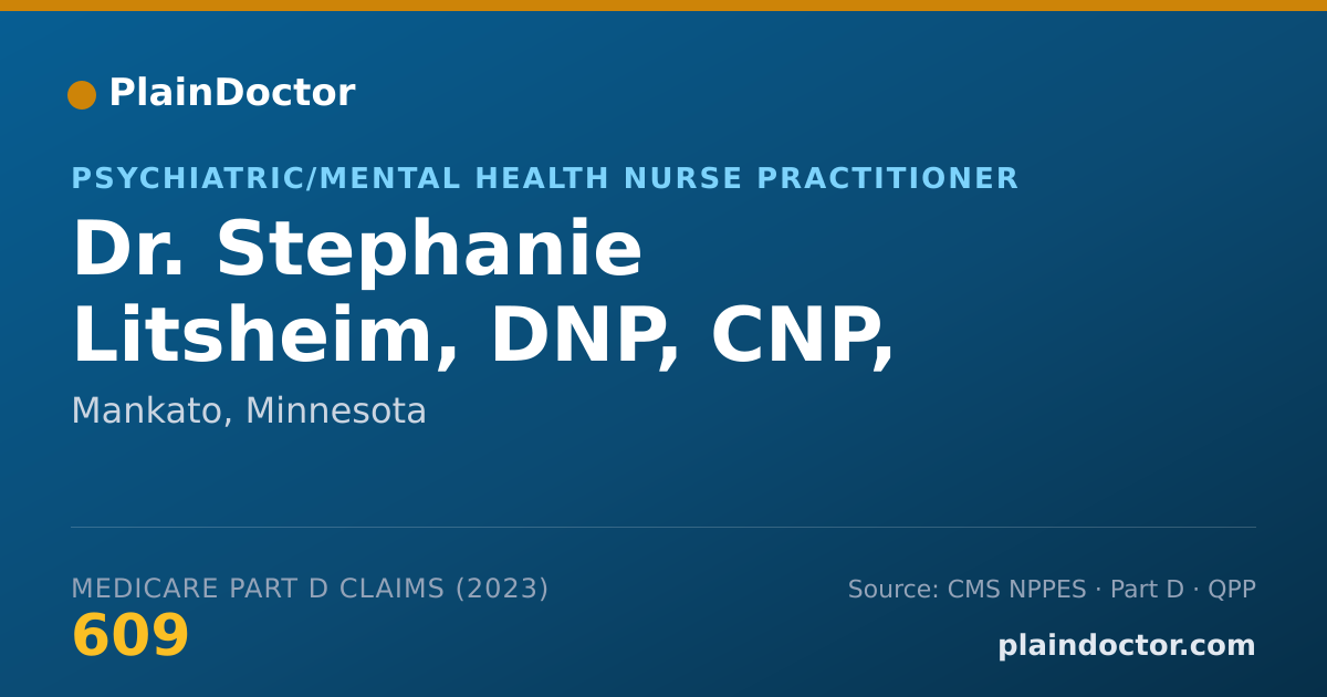 Shareable card for Stephanie Litsheim, DNP, CNP, PMHNP-BC - Psychiatric/Mental Health Nurse Practitioner, Mankato, MN