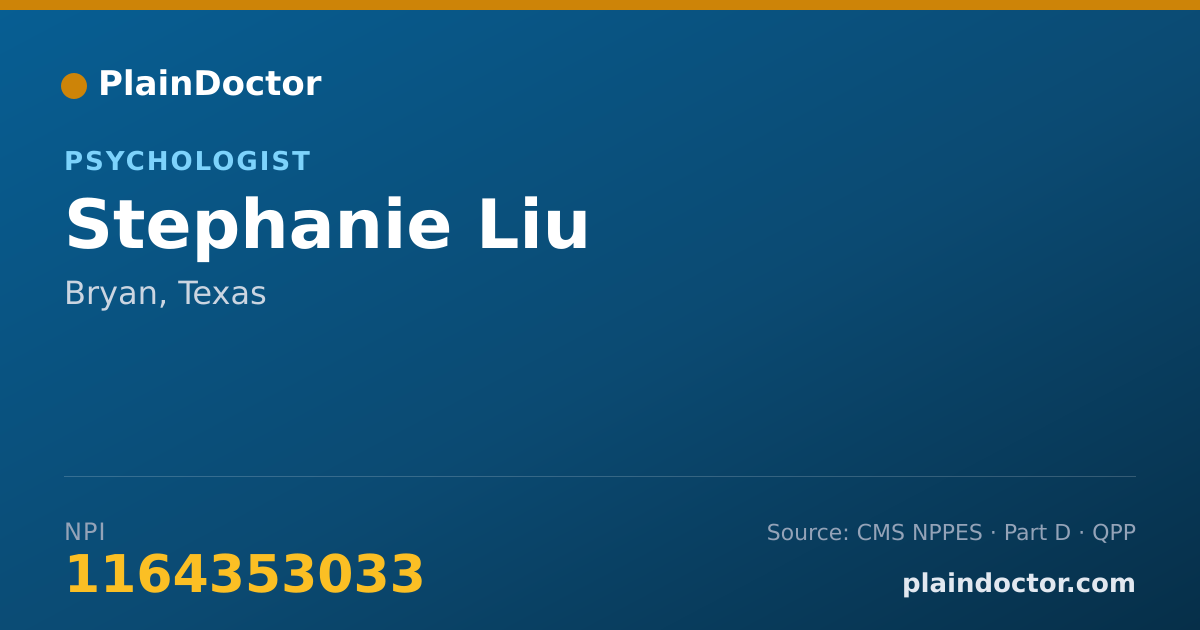 Shareable card for Stephanie Liu - Psychologist, Bryan, TX