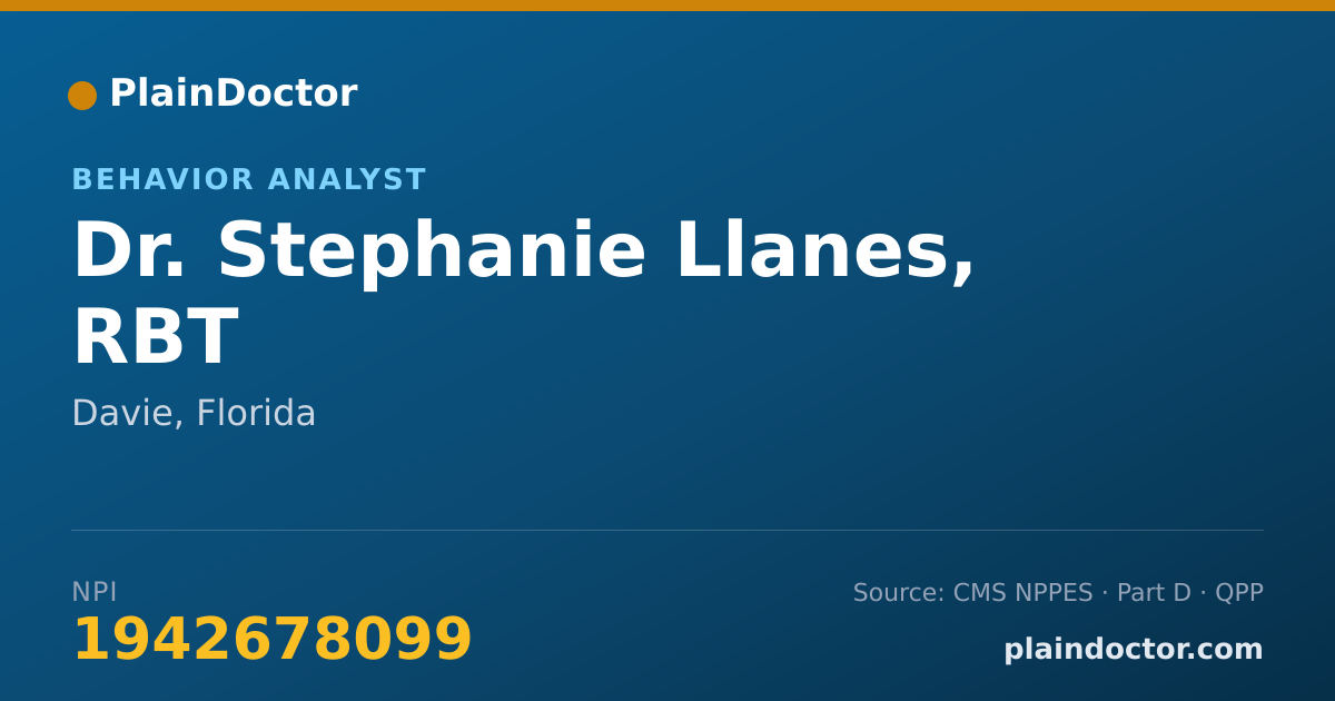 Shareable card for Stephanie Llanes, RBT - Behavior Analyst, Davie, FL