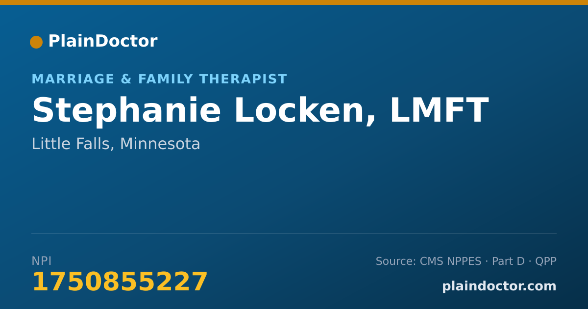 Shareable card for Stephanie Locken, LMFT - Marriage & Family Therapist, Little Falls, MN