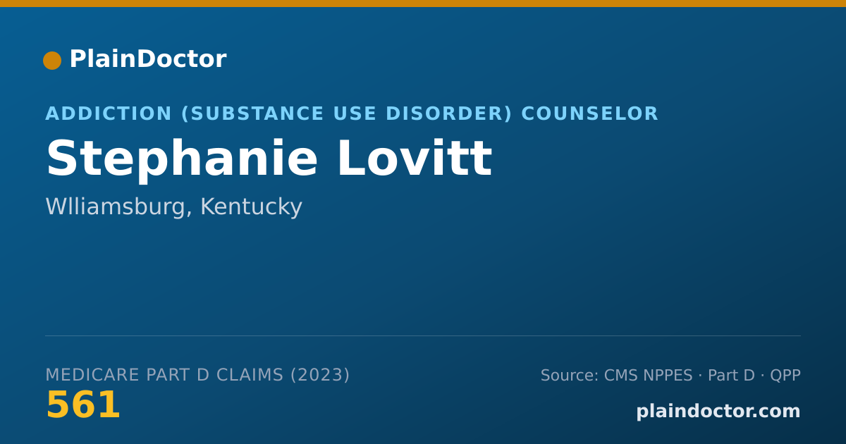 Shareable card for Stephanie Lovitt - Addiction (Substance Use Disorder) Counselor, Wlliamsburg, KY