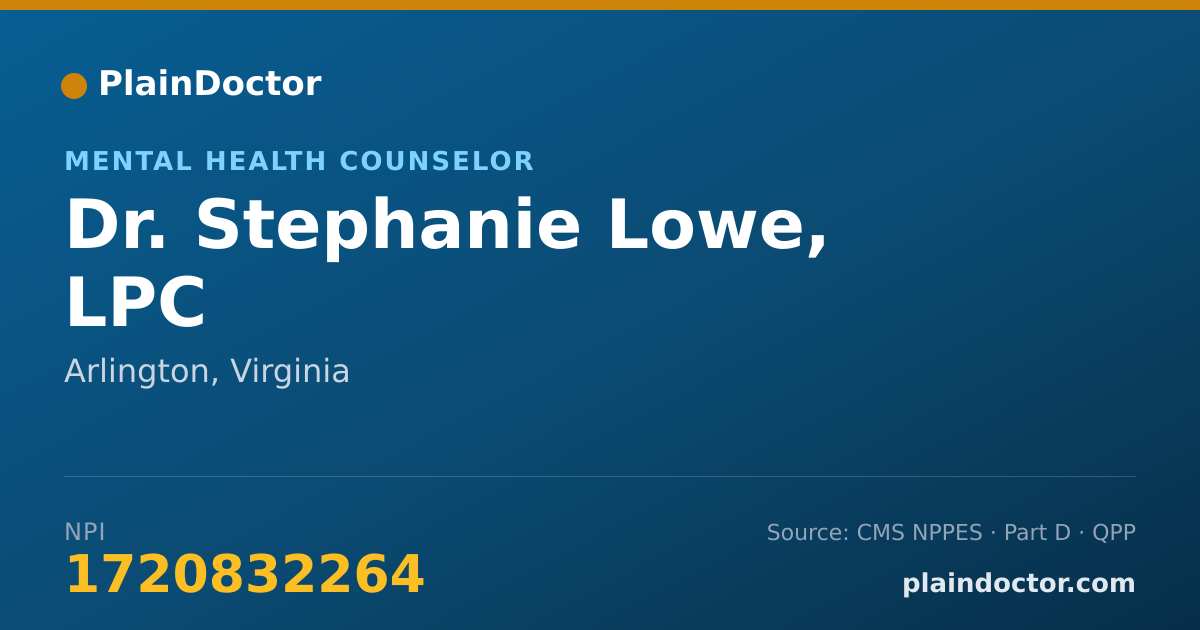 Shareable card for Stephanie Lowe, LPC - Mental Health Counselor, Arlington, VA