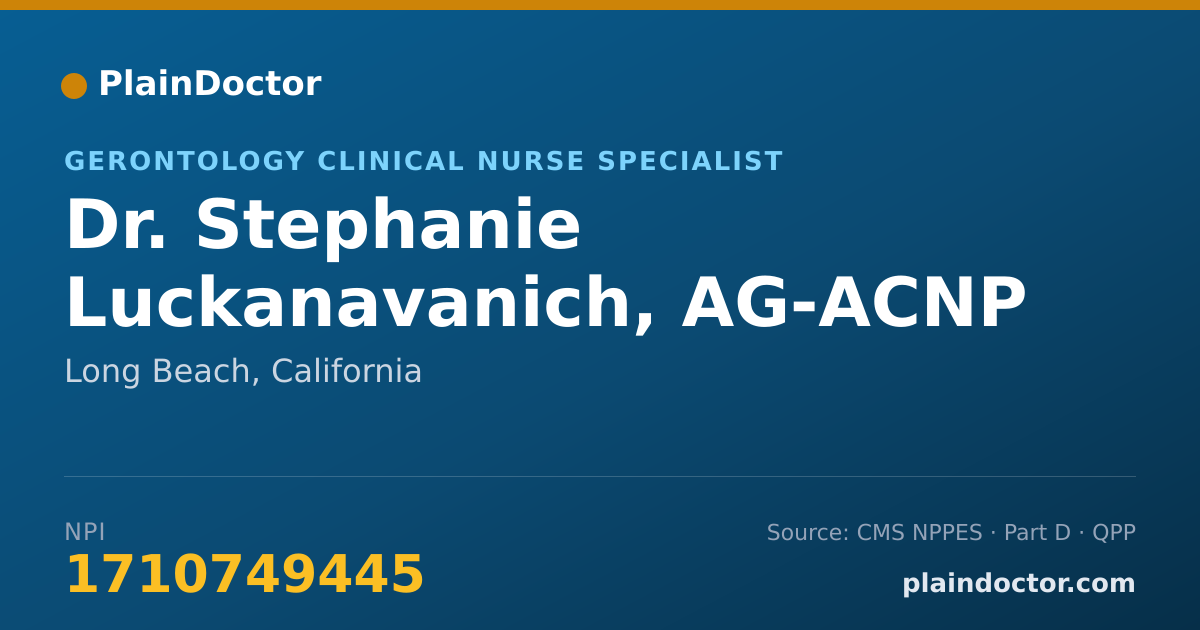 Shareable card for Stephanie Luckanavanich, AG-ACNP - Gerontology Clinical Nurse Specialist, Long Beach, CA