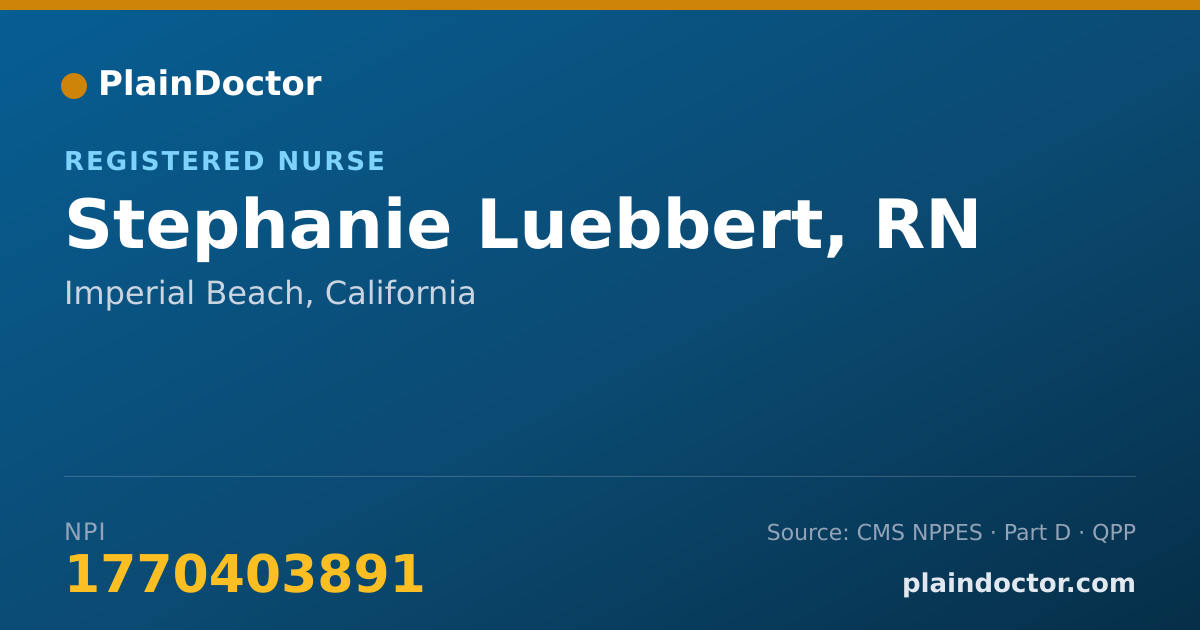 Shareable card for Stephanie Luebbert, RN - Registered Nurse, Imperial Beach, CA