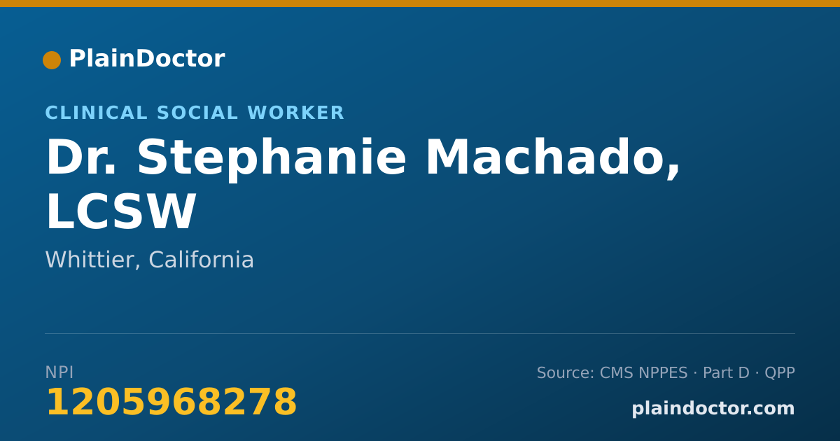 Shareable card for Stephanie Machado, LCSW - Clinical Social Worker, Whittier, CA