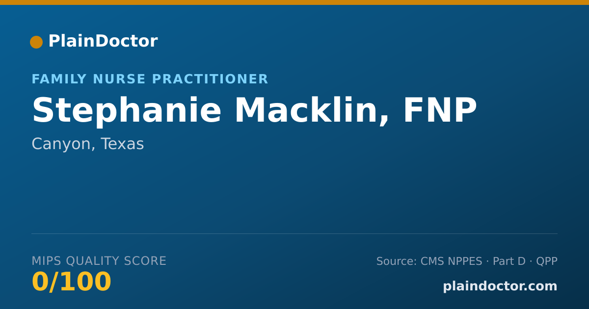 Shareable card for Stephanie Macklin, FNP - Family Nurse Practitioner, Canyon, TX