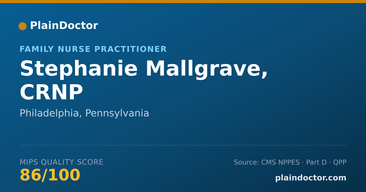 Shareable card for Stephanie Mallgrave, CRNP - Family Nurse Practitioner, Philadelphia, PA