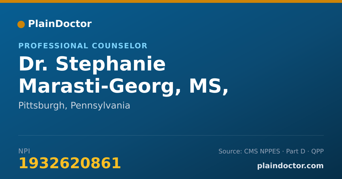Shareable card for Stephanie Marasti-Georg, MS, PSYD - Professional Counselor, Pittsburgh, PA