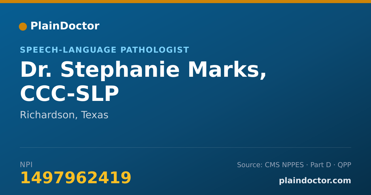 Shareable card for Stephanie Marks, CCC-SLP - Speech-Language Pathologist, Richardson, TX