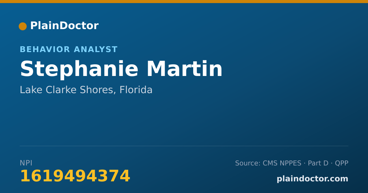 Shareable card for Stephanie Martin - Behavior Analyst, Lake Clarke Shores, FL