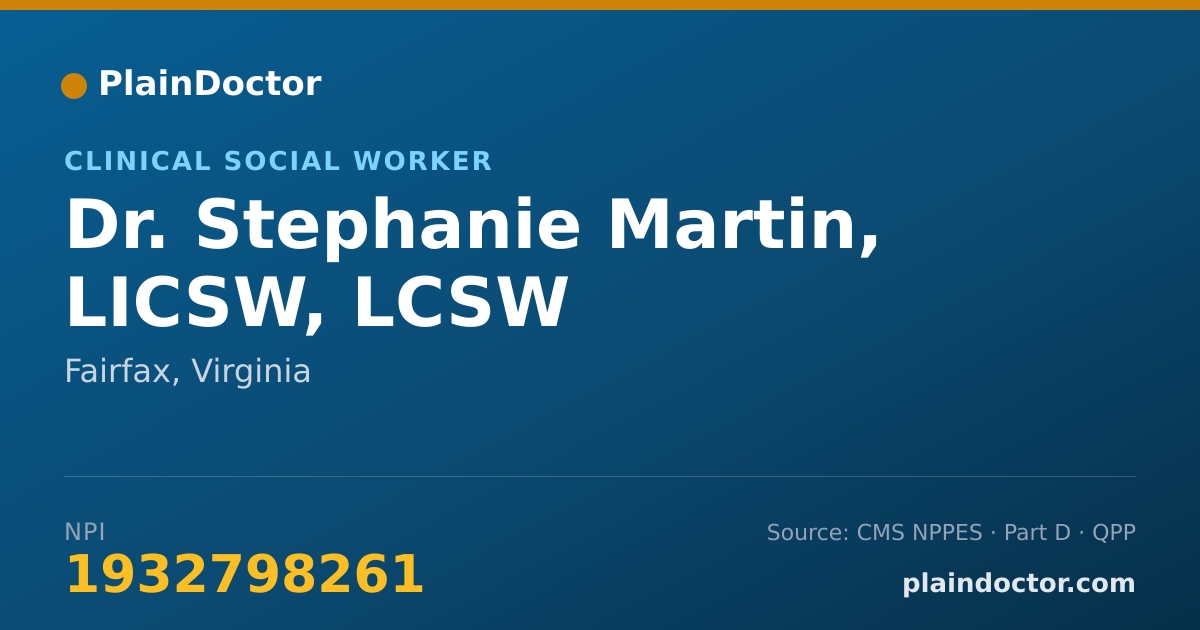 Shareable card for Stephanie Martin, LICSW, LCSW - Clinical Social Worker, Fairfax, VA