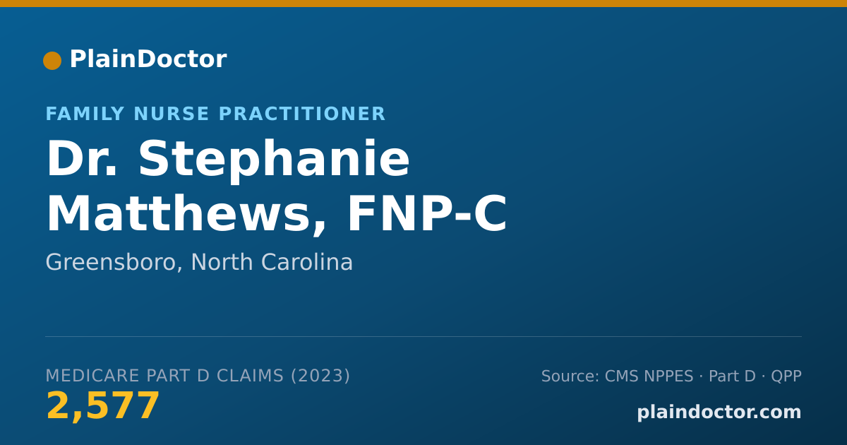 Shareable card for Stephanie Matthews, FNP-C - Family Nurse Practitioner, Greensboro, NC