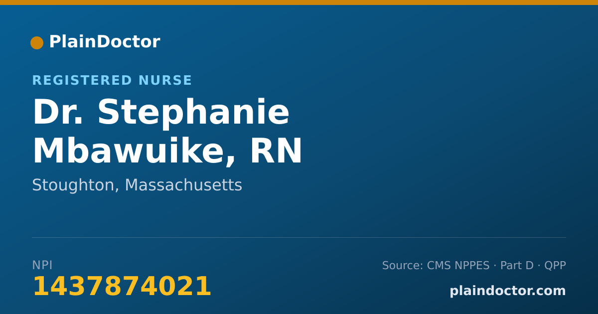 Shareable card for Stephanie Mbawuike, RN - Registered Nurse, Stoughton, MA
