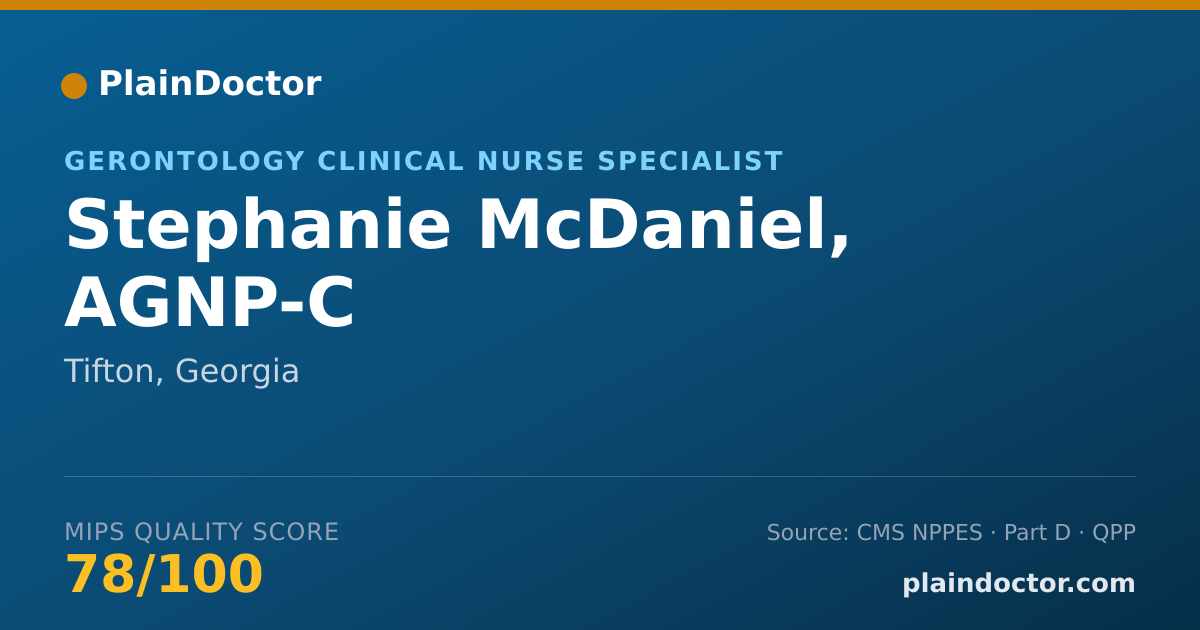 Shareable card for Stephanie McDaniel, AGNP-C - Gerontology Clinical Nurse Specialist, Tifton, GA