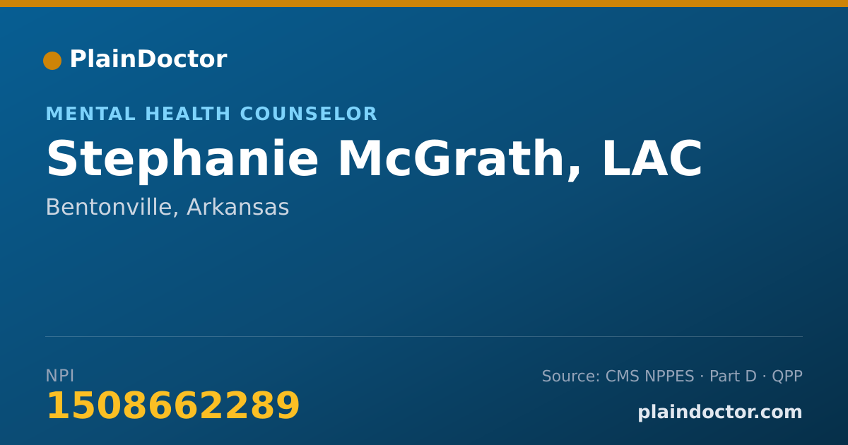 Shareable card for Stephanie McGrath, LAC - Mental Health Counselor, Bentonville, AR