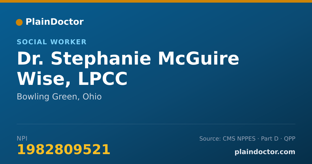 Shareable card for Stephanie McGuire Wise, LPCC - Social Worker, Bowling Green, OH