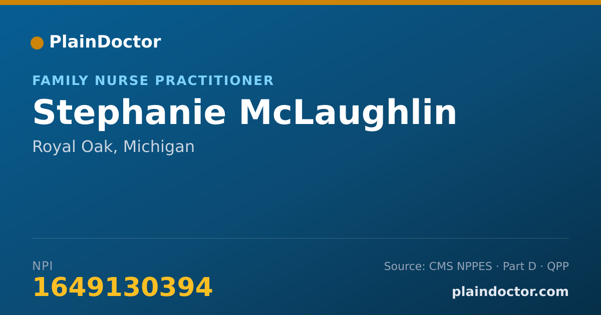 Shareable card for Stephanie McLaughlin - Family Nurse Practitioner, Royal Oak, MI