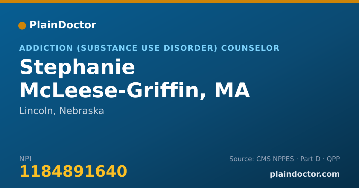 Shareable card for Stephanie McLeese-Griffin, MA - Addiction (Substance Use Disorder) Counselor, Lincoln, NE