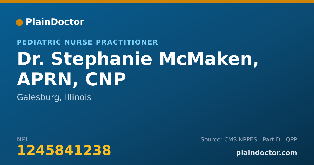 Shareable card for Stephanie McMaken, APRN, CNP - Pediatric Nurse Practitioner, Galesburg, IL