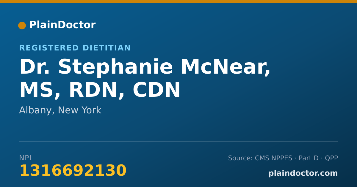 Shareable card for Stephanie McNear, MS, RDN, CDN - Registered Dietitian, Albany, NY