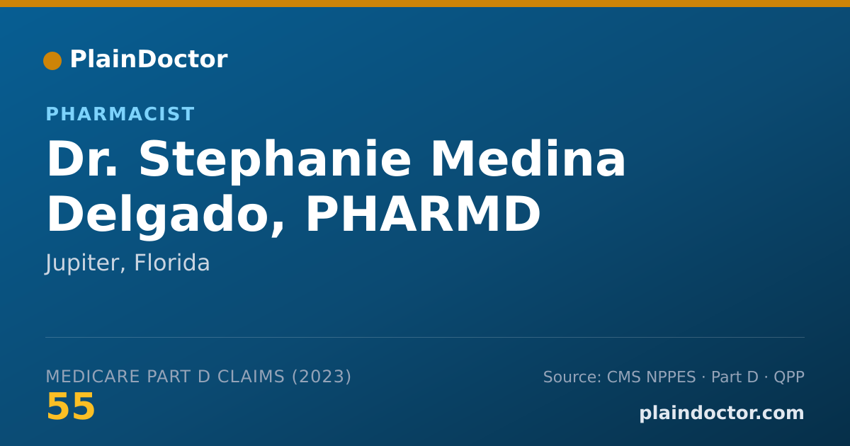 Shareable card for Stephanie Medina Delgado, PHARMD - Pharmacist, Jupiter, FL