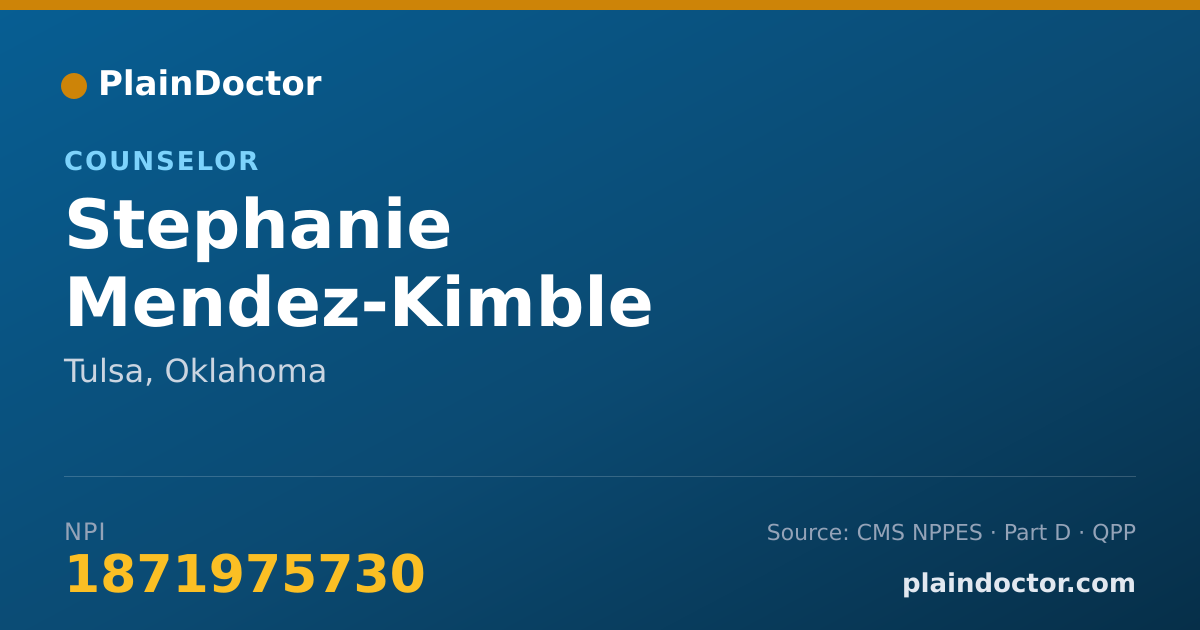 Shareable card for Stephanie Mendez-Kimble - Counselor, Tulsa, OK