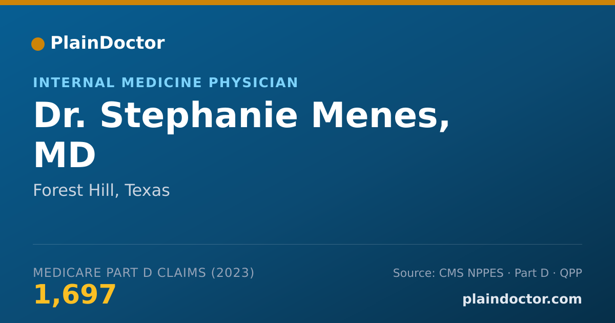 Shareable card for Stephanie Menes, MD - Internal Medicine Physician, Forest Hill, TX