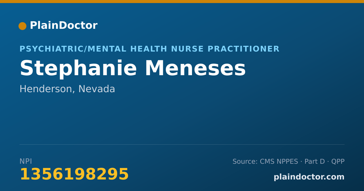 Shareable card for Stephanie Meneses - Psychiatric/Mental Health Nurse Practitioner, Henderson, NV