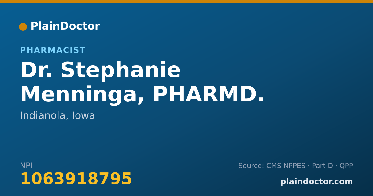 Shareable card for Stephanie Menninga, PHARMD. - Pharmacist, Indianola, IA