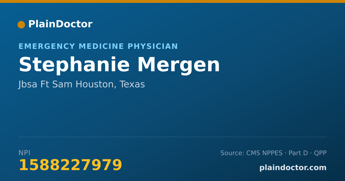 Shareable card for Stephanie Mergen - Emergency Medicine Physician, Jbsa Ft Sam Houston, TX