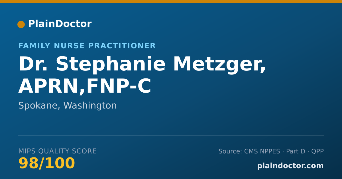Shareable card for Stephanie Metzger, APRN,FNP-C - Family Nurse Practitioner, Spokane, WA
