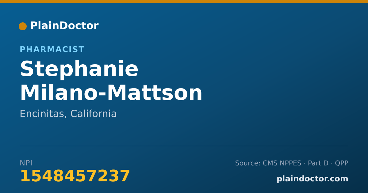 Shareable card for Stephanie Milano-Mattson - Pharmacist, Encinitas, CA