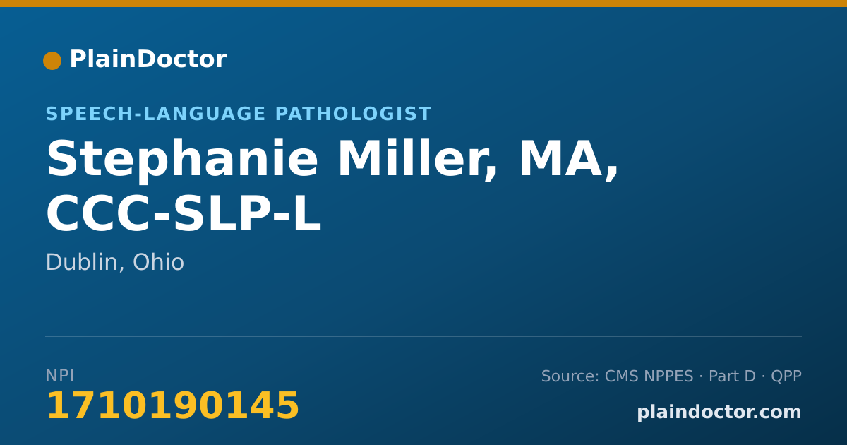 Shareable card for Stephanie Miller, MA, CCC-SLP-L - Speech-Language Pathologist, Dublin, OH