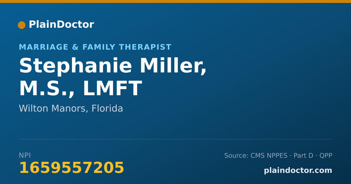 Shareable card for Stephanie Miller, M.S., LMFT - Marriage & Family Therapist, Wilton Manors, FL