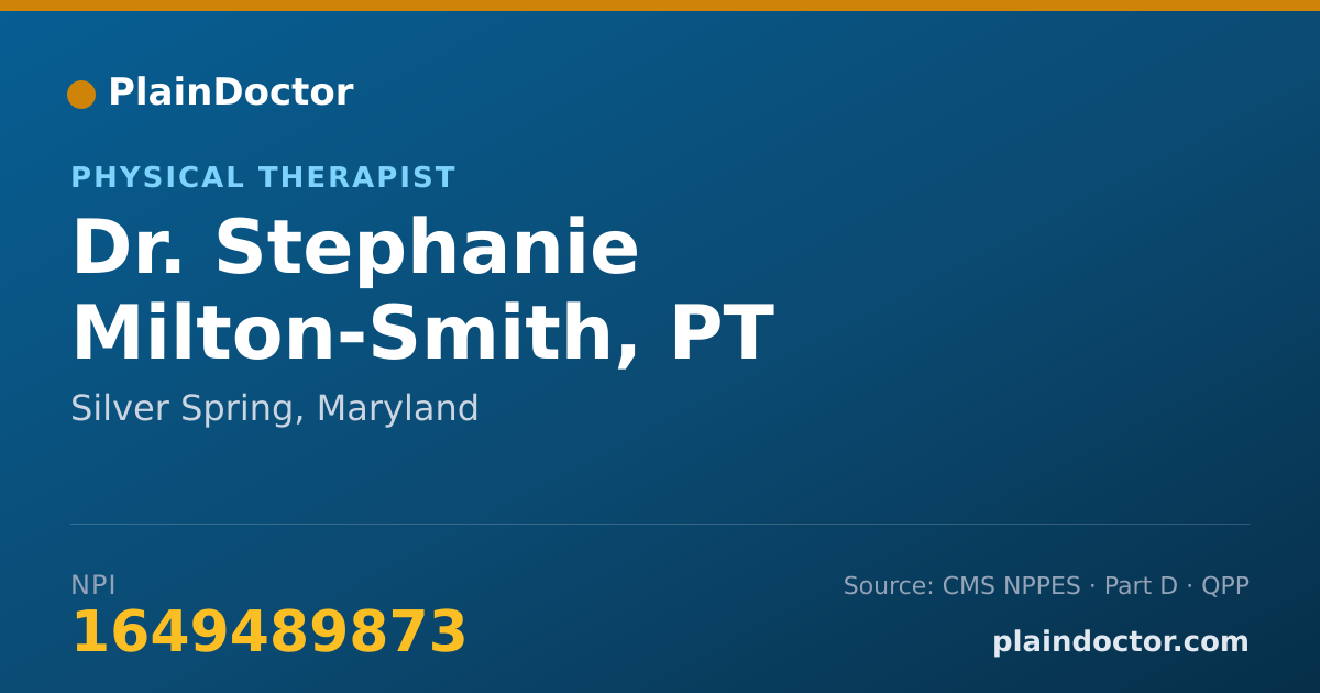 Shareable card for Stephanie Milton-Smith, PT - Physical Therapist, Silver Spring, MD