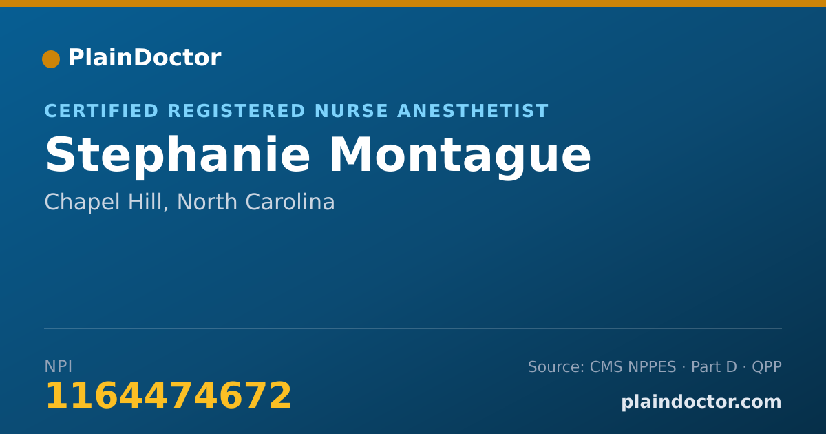 Shareable card for Stephanie Montague - Certified Registered Nurse Anesthetist, Chapel Hill, NC