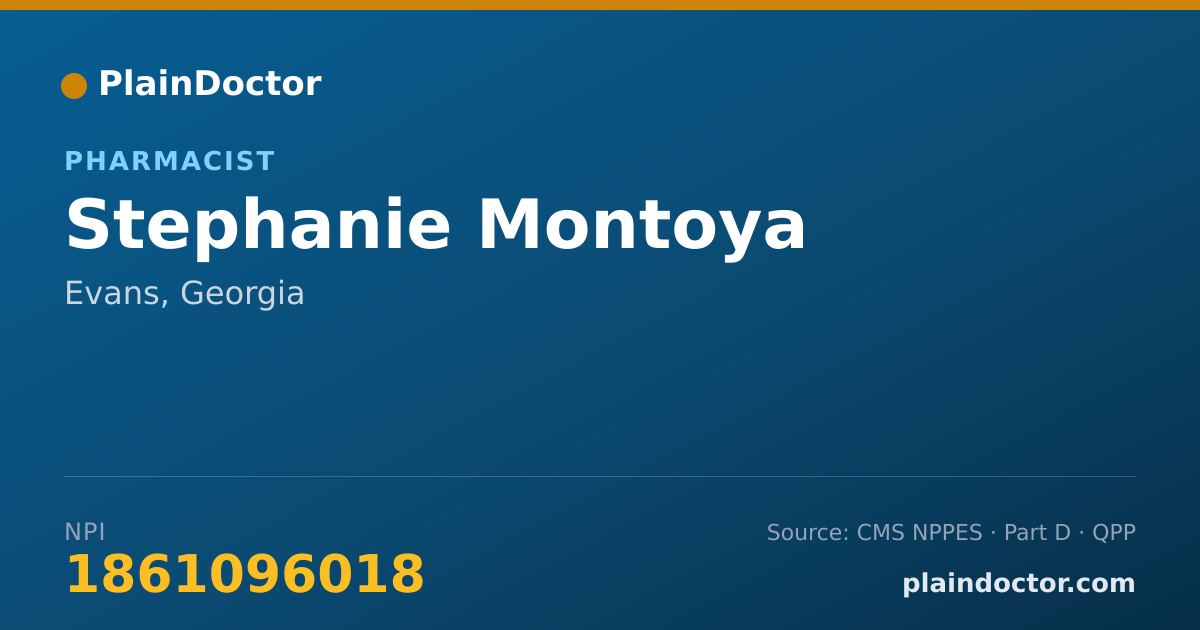 Shareable card for Stephanie Montoya - Pharmacist, Evans, GA
