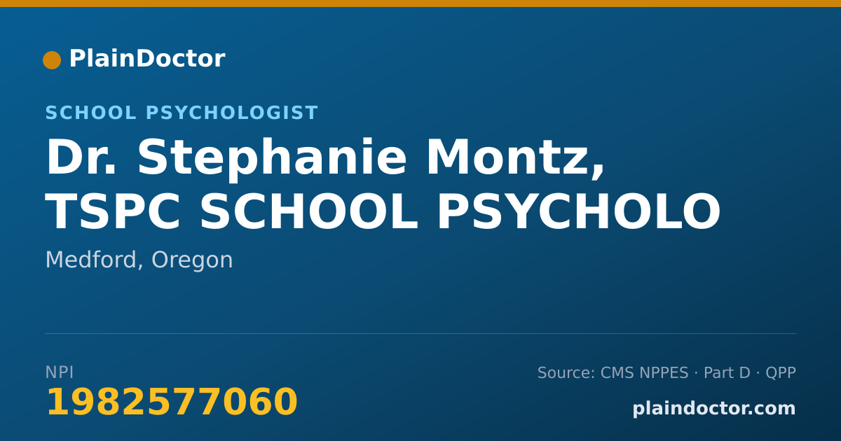 Shareable card for Stephanie Montz, TSPC SCHOOL PSYCHOLO - School Psychologist, Medford, OR