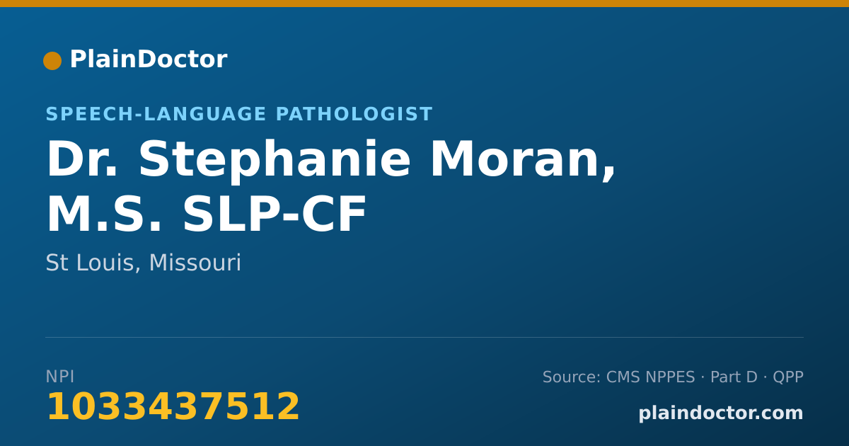 Shareable card for Stephanie Moran, M.S. SLP-CF - Speech-Language Pathologist, St Louis, MO