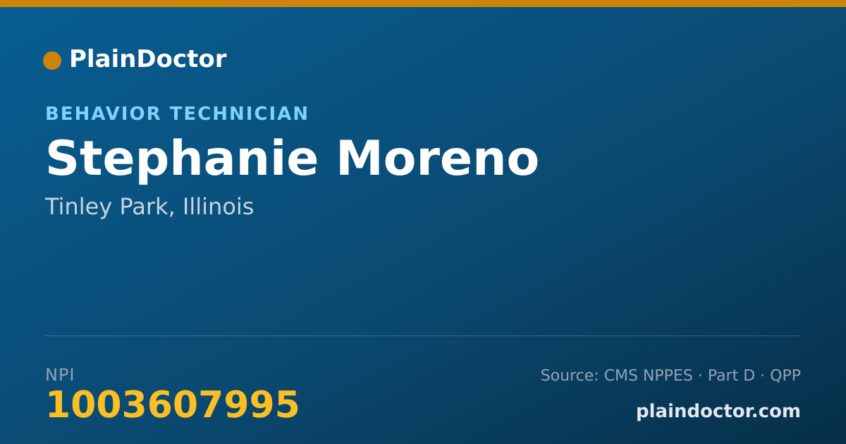 Shareable card for Stephanie Moreno - Behavior Technician, Tinley Park, IL