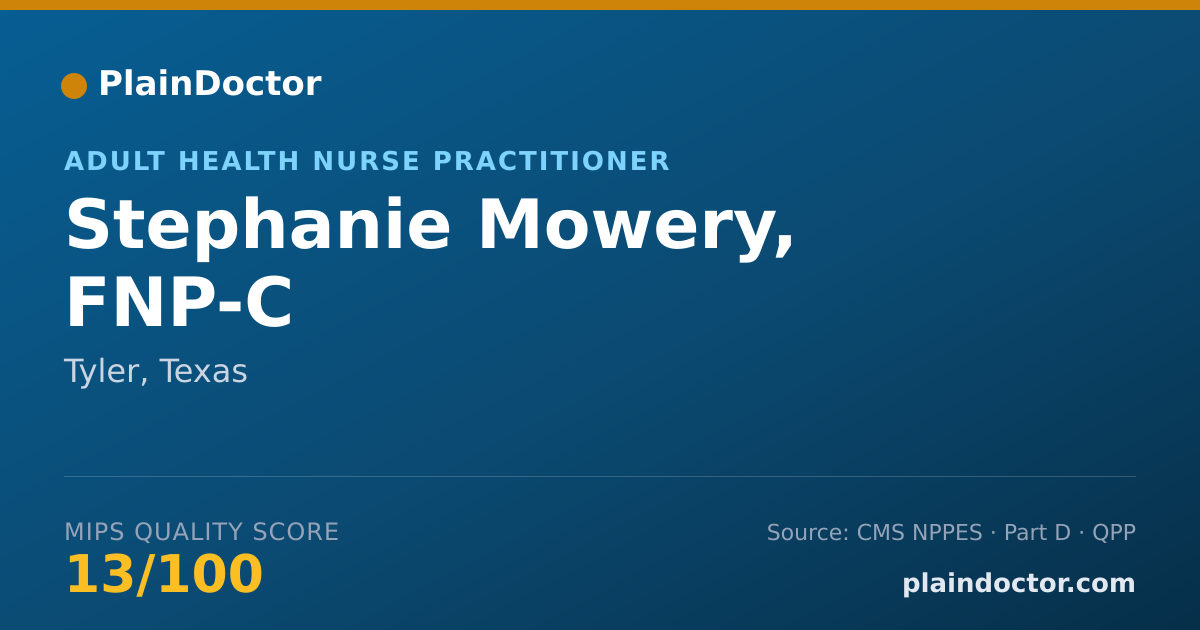 Shareable card for Stephanie Mowery, FNP-C - Adult Health Nurse Practitioner, Tyler, TX