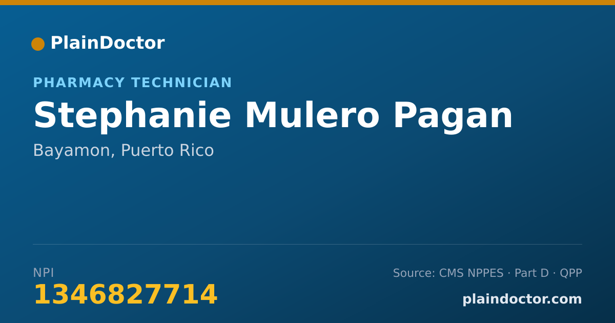 Shareable card for Stephanie Mulero Pagan - Pharmacy Technician, Bayamon, PR